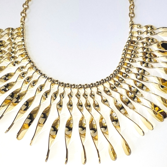 New!Goldtone Dangle Spiral,Sunburst Statement Necklace w/Lobster Clasp& Extender - Picture 4 of 6